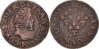 Frankreich Double Tournois Münze, Louis XIII, Double tournois, buste enfantin au col fraisé -