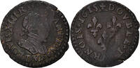 Frankreich Double Tournois Münze, Louis XIII, Double tournois, buste enfantin, Double -