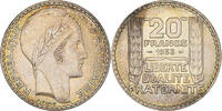 Frankreich 20 Francs Münze, Turin, Paris, VZ+, Silber, KM:879 -