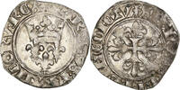 Frankreich Florette Münze, Charles VI, Paris, SS, Billon, Duplessy:387A