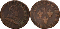 Frankreich Double Tournois Münze, Louis XIII, Double tournois, buste juvénile au col fraisé -