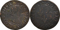 Frankreich Double Tournois Münze, Louis XIII, Paris, S, Kupfer -