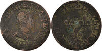Frankreich Double Tournois Münze, Louis XIII, Paris, S+, Kupfer -