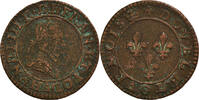 Frankreich Double Tournois Münze, Henri III, Paris, S+, Kupfer, Sombart:4072 -