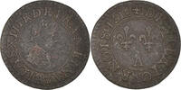 Frankreich Denier Tournois Münze, Louis XIII, Denier tournois, buste enfantin « petite -
