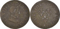 Frankreich Double Tournois Münze, Louis XIII, Double tournois, buste juvénile, Double -