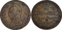 Frankreich Decime Münze, Dupré, Geneva, S+, Bronze, KM:644.6 -