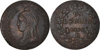 Frankreich Decime Münze, Dupré, Lyon, SS+, Bronze, KM:645.5 -