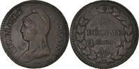 Frankreich Decime Münze, Dupré, Metz, SS, Bronze, KM:644.2 -