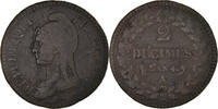 Frankreich 2 Décimes Münze, Dupré, Paris, S, Bronze, KM:638.1 -