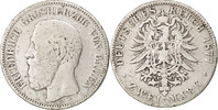 Deutsch Staaten 2 Mark BADEN, Friedrich I, Stuttgart, KM:265