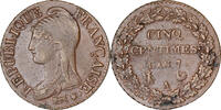 Frankreich 5 Centimes Dupré, Paris, Kupfer, SS+, Gadoury:126 -