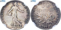 Frankreich 50 Centimes Semeuse, Paris, Silber, NGC, Gadoury:420 -