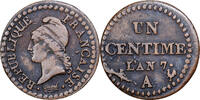 Frankreich 1 Centime Dupré, Paris, Kupfer, SS, Gadoury:76 -