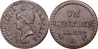 Frankreich 1 Centime Dupré, Paris, Kupfer, VZ, Gadoury:76a -