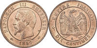 Frankreich 10 Centimes Napoleon III, Paris, Bronze, UNZ, Gadoury:248 -
