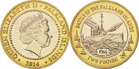 Falkland Islands 2 Pounds Münze, UNZ, Bi-Metallic -