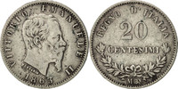 Italien 20 Centesimi Vittorio Emanuele II, Milan, S+, Silber, KM:13.1