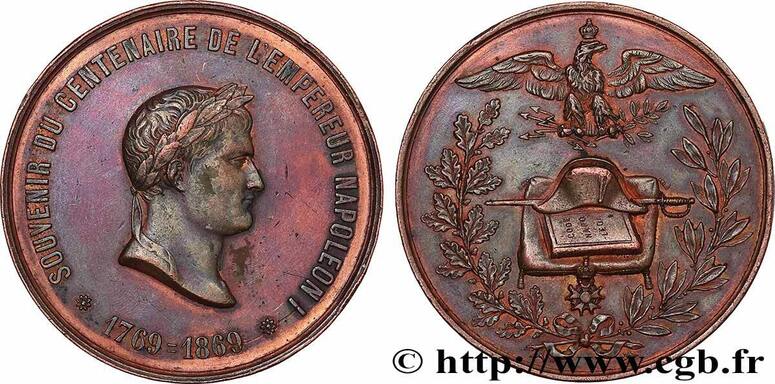 Cadre Napoléon Avec Médaille De L'Empereur - 30x60 Cm - Doré - Neuf