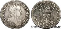 FRANKREICH Demi-écu, portrait à la mèche longue LOUIS XIV THE SUN KING Dijon 1653 (32mm, 13,19g, 6h) -