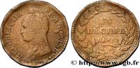 FRANKREICH Un décime Dupré, grand module, refrappage du 2 d DIREKTORIUM Strasbourg 1797 (32mm, 18,46g, 6h) -