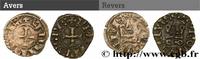 FRANKREICH Obole tournois à l'O rond, lot de 2 ex. PHILIPP III THE BOLD AND PHILIPP IV THE FAIR s.l. n.d. (15mm, 0,96g, 10h) -
