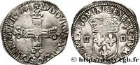 FRANKREICH Quart d'écu, titulature côté croix LOUIS XIV THE SUN KING Bayonne 1643 (29mm, 9,66g, 1h) -
