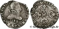FRANKREICH Quart de franc au col plat HENRY III Bordeaux 1589 (24,5mm, 3,29g, 3h) -