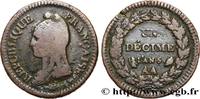 FRANKREICH Un décime Dupré, grand module, refrappage du 2 d DIREKTORIUM Metz 1797 (33mm, 19,08g, 6h) -