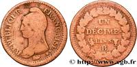 FRANKREICH Un décime Dupré, grand module, refrappage du 2 d DIREKTORIUM Rouen 1797 (32mm, 18,53g, 6h) -