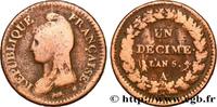 FRANKREICH Un décime Dupré, grand module, refrappage du 2 d DIREKTORIUM Paris 1797 (32mm, 18,72g, 6h) -