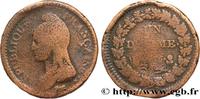 FRANKREICH Un décime Dupré, grand module, refrappage du 2 d DIREKTORIUM Limoges 1797 (32mm, 20,25g, 6h) -