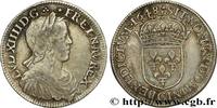 FRANKREICH Demi-écu, portrait à la mèche longue LOUIS XIV THE SUN KING Saint-Lô 1648 (33mm, 13,46g, 6h) -