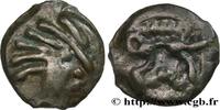 FRANKREICH Potin à la tête “d’indien” et au sanglier GALLIEN - SENONES (Region die Sens) c. avant 52 AC. (17,5mm, 3,28g, 9h) -