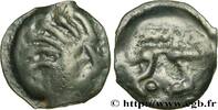 FRANKREICH Potin à la tête “d’indien” et au sanglier GALLIEN - SENONES (Region die Sens) c. avant 52 AC. (18mm, 4,00g, 9h) -