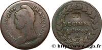 FRANKREICH Un décime Dupré, modification du 2 décimes DIREKTORIUM Paris 1796 (31mm, 19,53g, 6h) -