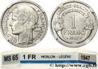 FRANKREICH 1 franc Morlon, légère VIERTE FRANZOSISCHE REPUBLIK 1947 (23mm, 1,24g, 6h) -