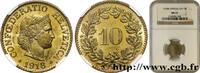 SCHWEIZ 10 Centimes (Rappen) Tête de Libertas SCHWEIZ Berne 1918 (19,15mm, 3g, 12h) -