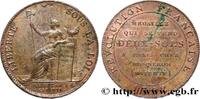 FRANKREICH Monneron de 2 sols à la Liberté REVOLUTION COINAGE Birmingham, Soho 1792 (32mm, 15,05g, 6h) -