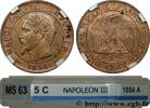 FRANKREICH Cinq centimes Napoléon III, tête nue ZWEITES KAISERREICH Paris 1854 (25mm, 5g, 6h) -
