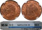 FRANKREICH Cinq centimes Napoléon III, tête nue ZWEITES KAISERREICH Bordeaux 1853 (25,23mm, 5,00g, 6h) -