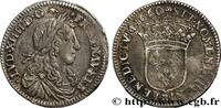 FRANKREICH Douzième d'écu, portrait apollinien LOUIS XIV THE SUN KING Rouen 1660 (20,5mm, 2,30g, 6h) -