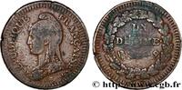 FRANKREICH Un décime Dupré, grand module, refrappage du 2 d DIREKTORIUM Paris 1797 (33mm, 19,56g, 6h) -