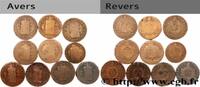 FRANKREICH 1 et 2 sols dit à la table de loi, lot de 10 ex. NATIONALKONVENT Ateliers divers 1793 (mm, 189,56g, h) -