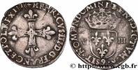 FRANKREICH Huitième d'écu, croix de face HENRY III Rennes 1578 (26mm, 4,70g, 1h) -