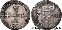 FRANKREICH Huitième d'écu, croix de face HENRY III Rennes 1580 (25mm, 4,77g, 10h) -