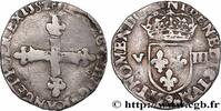 FRANKREICH Huitième d'écu, croix de face HENRY III Rennes 1582 (25mm, 4,74g, 3h) -