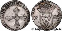 FRANKREICH Huitième d'écu, croix de face HENRY III Rennes 1587 (25,5mm, 4,77g, 3h) -
