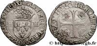 FRANKREICH Douzain aux deux H, 1er type HENRY III Lyon 1577 (23,5mm, 2,14g, 10h) -
