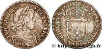 FRANKREICH Douzième d'écu, portrait à la mèche longue LOUIS XIV THE SUN KING Rouen 1650 (19,5mm, 2,27g, 6h) -